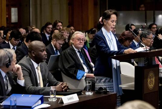 Myanmar's de facto leader takes the stand at the ICJ.