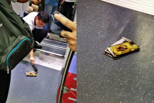 A train was evacuated after smoke was spotted coming out of a passenger's mobile phone.PHOTO: ST READER