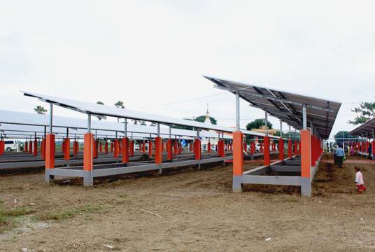 A solar power plant built in Ngatayaw Village, Yesagyo Township  (Photo-Thet Htein Win)