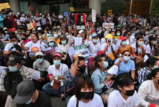 abour organisations called on "all Myanmar people" to stop work in an effort to reverse the seizure of power by the military.PHOTO: REUTERS
