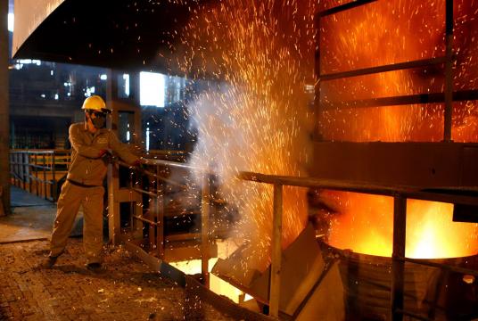 A steel furnace at the factory of Hoa Phat Steel Joint Stock Company, Hoa Phat Group in the northern province of Hai Duong