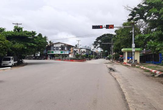 An empty street in Lewe Township, Nay Pyi Taw, see on July 24.
