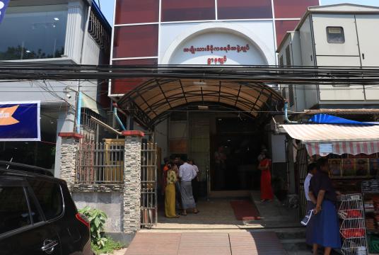 Factory workers seen visiting NLD headquarters (Photo-Shine Lin Aung)