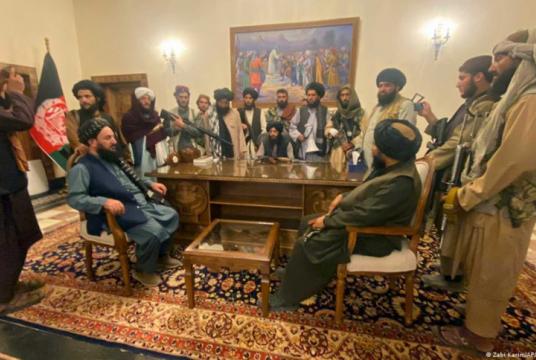 Taliban fighters inside the Afghan presidential palace. Photo: AFP