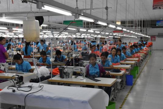 A worksite of a garment factory in Yangon Region (Photo- Zeyar Nyein)