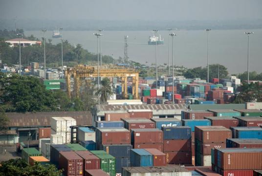 A seaport in Yangon handling export and import (Photo-Kyi Naing) 