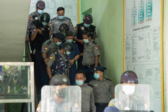 Kyaw Myint seen appearing in court. 