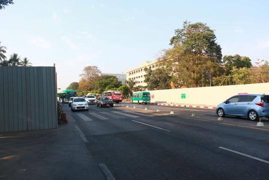 Underpass project being implemented in front of the University of Education on Pyay Road (Photo-Pyae Phyo Aung) 