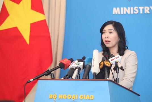 Lê Thị Thu Hằng, spokesperson for the Việt Nam Ministry of Foreign Affairs, responds to press queries yesterday in Hanoi. — VNA/VNS Photo Minh Hoàng Viet Nam News