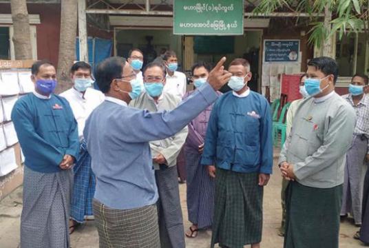 Election Commission officials visit Maha Myaing Ward (1) of Maha Aungmyay Township in Mandalay to check voter lists announced.