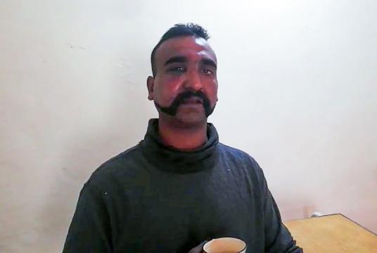 A handout photograph released by Pakistan's Inter Services Public Relations on February 27, 2019, shows captured Indian pilot Wing Commander Abhinandan Varthaman. (Photo: AFP/ISPR)