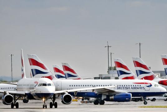 British Airways passenger aircraft on the runway at London Heathrow Airport. (AFP/Ben Stansall)