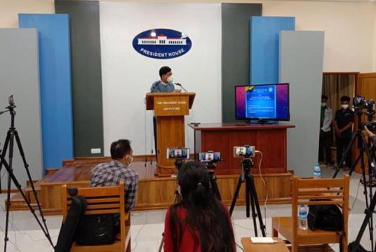 A press conference in progress at Presidential Palace on October 23 