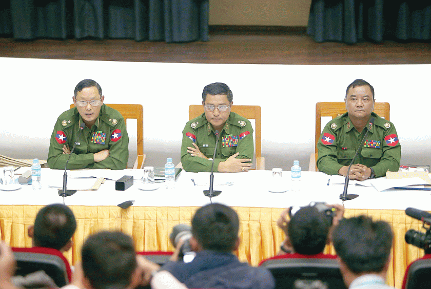 The Tatmadaw True News Information Team holds a press conference.