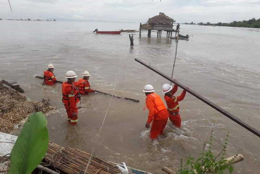 Rescue operations are under way in Katha Township. 