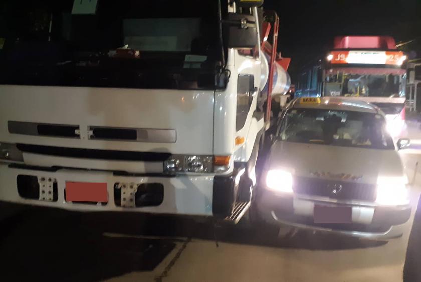 A traffic accident in North Dagon Township in Yangon. (Photo-Sithu Aung).