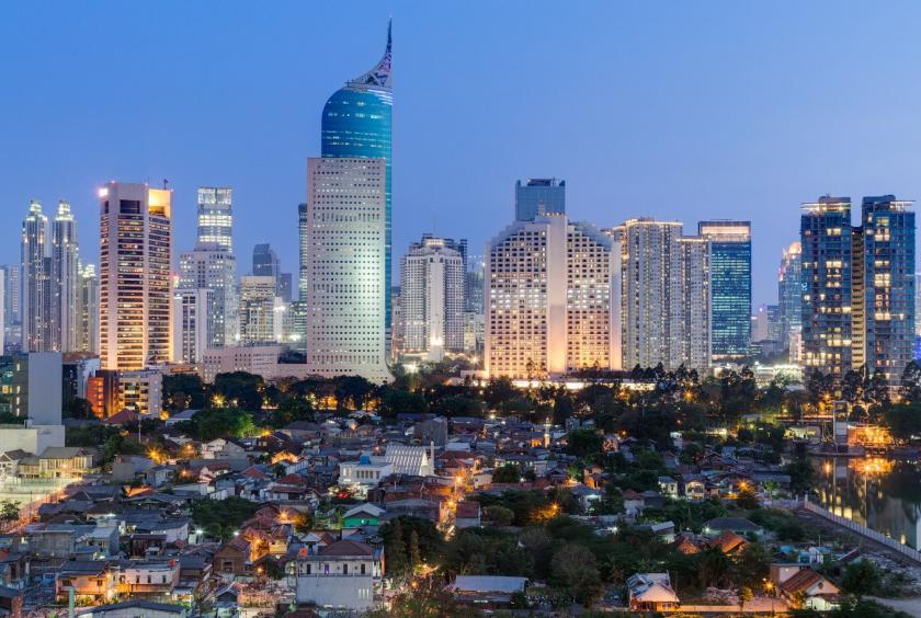 A night view of skyscrapers along Jl. Sudirman-Jl.MH Thamrin in Jakarta. (Shutterstock/File) 