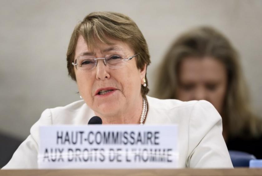New High Commissioner for Human Rights Michelle Bachelet speaks on the opening day of the 39th UN Council of Human Rights in Geneva on September 10, 2018. In her first speech as head of the UN rights called Bachelet for the creation of a new (AFP/Fabrice Coffrini)