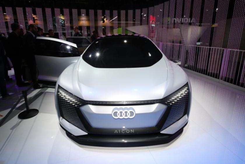 Audi's EV concept car Aicon is exhibited at CES 2019 in Las Vegas in January. (Yonhap)