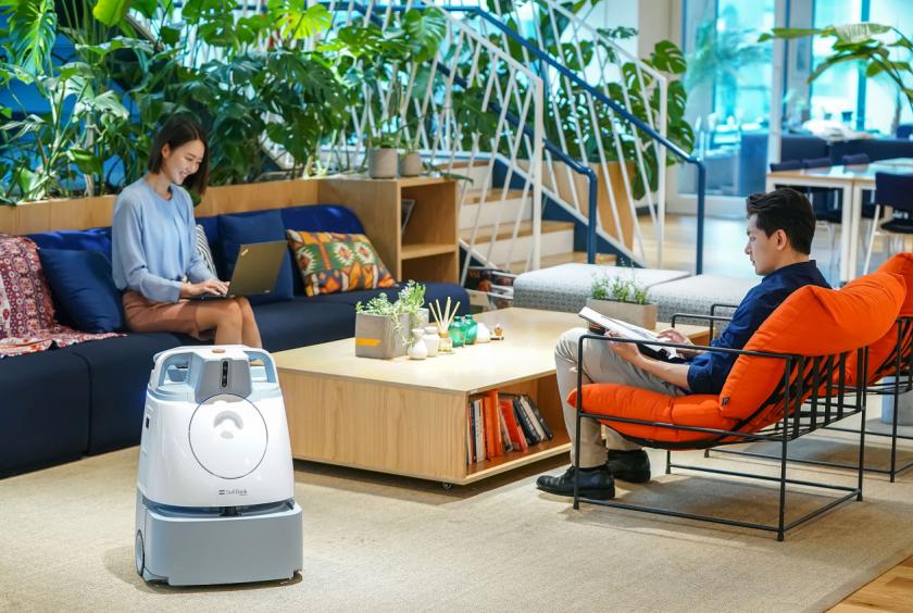 SoftBank Robotics’ autonomous cleaning robot Whiz operating in an office setting (SoftBank Robotics)
