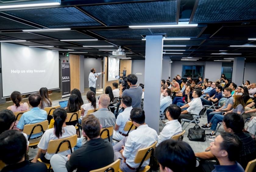More than 100 technology entrepreneurs and business founders attended “Secrets to a Great Growth Funnel” workshop at Kafnu Hồ Chí Minh on July 24. — Photo courtesy of the organiser