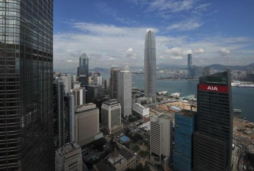 In this Nov 4, 2011 photo, office blocks, including the International Finance Center, center, are seen in Hong Kong. (AARON TAM / AFP)