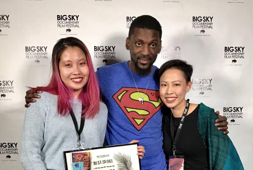 Franks, flanked by Tan (left) and Teng, is the subject of St. Louis Superman. The short documentary follows his journey from activist and rapper to state representative. Photo: Handout