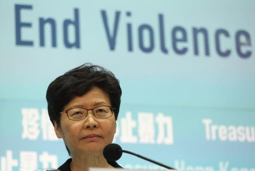 Hong Kong Chief Executive Carrie Lam Cheng Yuet-ngor holds a press conference on Oct 4, 2019. (PHOTO / CHINA DAILY)