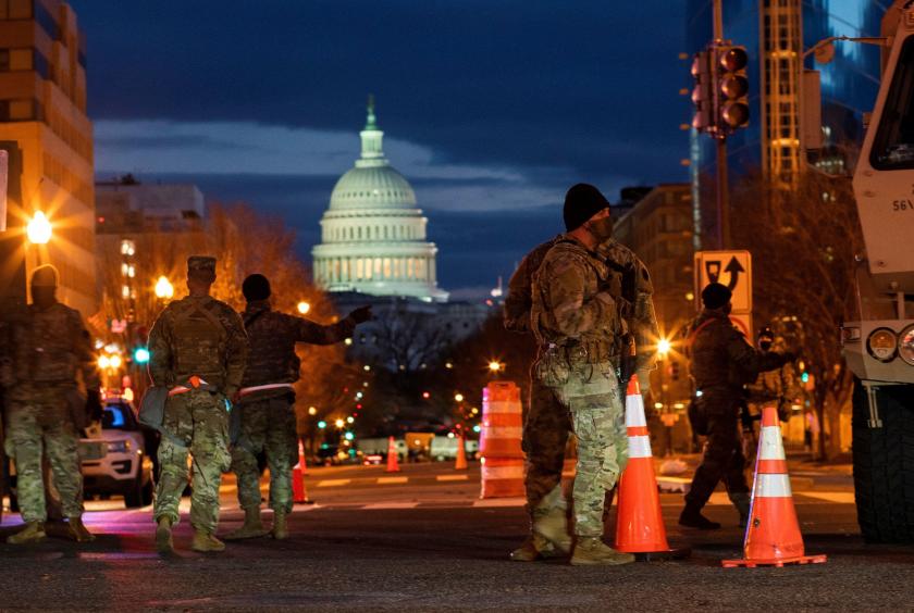 National Guard members get instructions near the Capitol, ahead of US President-elect Joe Biden's inauguration, in Washington, US, January 18, 2021. – Reuters 