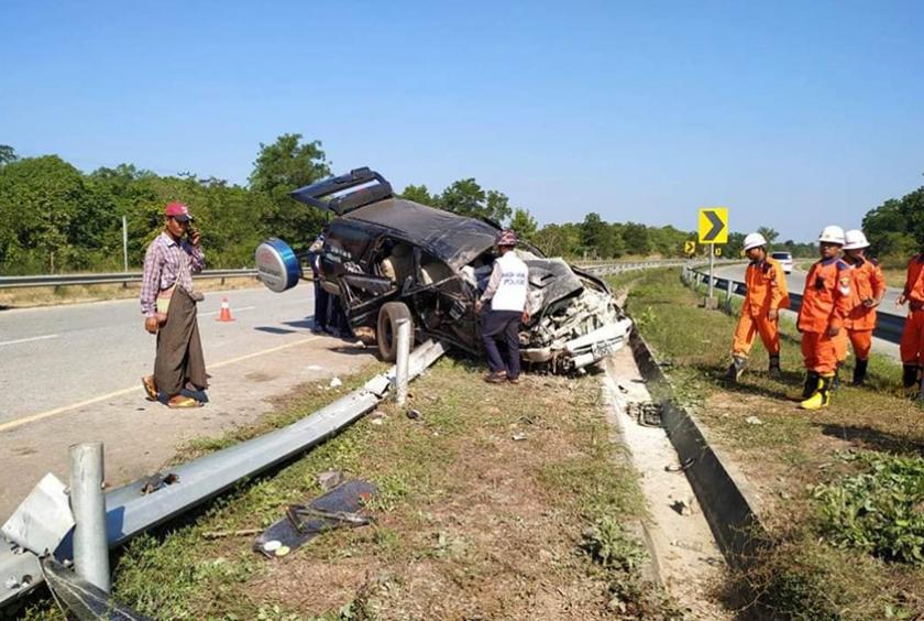 Traffic accident on Yangon-Mandalay Highway.