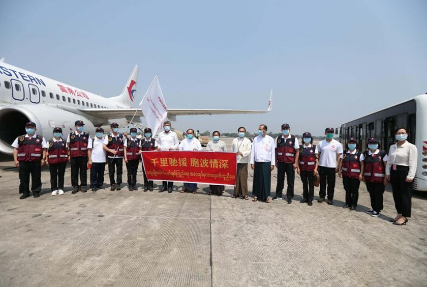 The Chinese medical expert team arrived at Yangon International Airport on 8 April. (Photo-Chinese Embassy in Myanmar)