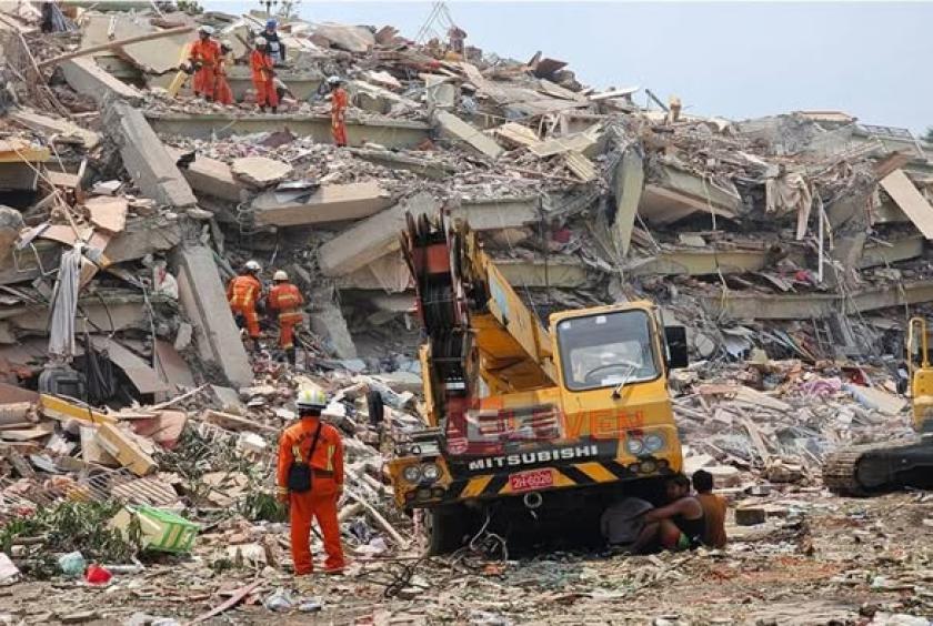 Photo caption: Damage caused during a strong earthquake in Mandalay