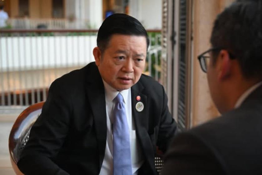 Photo caption: ASEAN Secretary-General Kao Kim Hourn during an interview with Reuters, alongside the ongoing ASEAN meeting. (Photo: ASEAN)