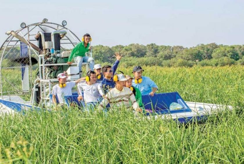 The two brothers – both engineers from Arey Ksat village near Phnom Penh – came up with the idea of modifying an airboat to use on Tonle Sap Lake in 2012. Photo supplied