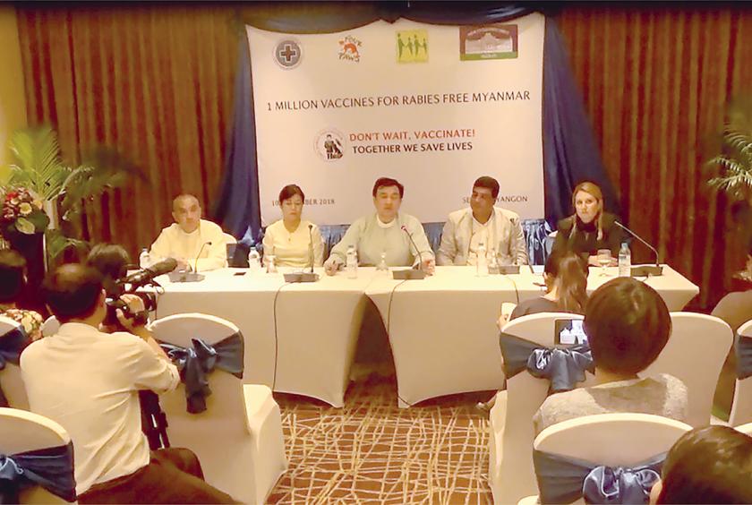 A press conference on rabies vaccination was held at Sedona Hotel in Yangon.