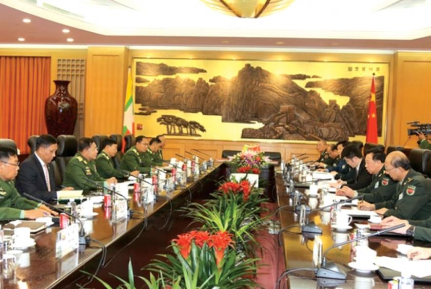 Military Chief Senior General Min Aung Hlaing meets officials from China's Central Military Commission (Photo-Office of the Commander-in-Chief of Defence Services)