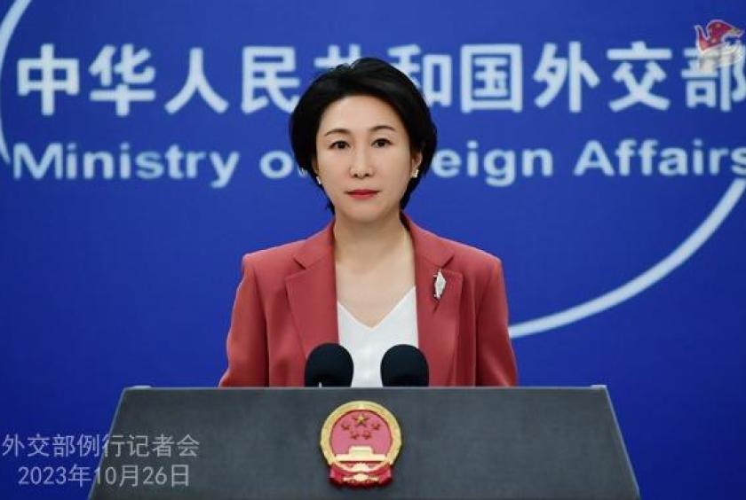 Mao Ning, spokesperson for China's Foreign Ministry, takes a question during a regular press conference in Beijing, China, Oct 26, 2023. (PHOTO / FOREIGN MINISTRY, CHINA)