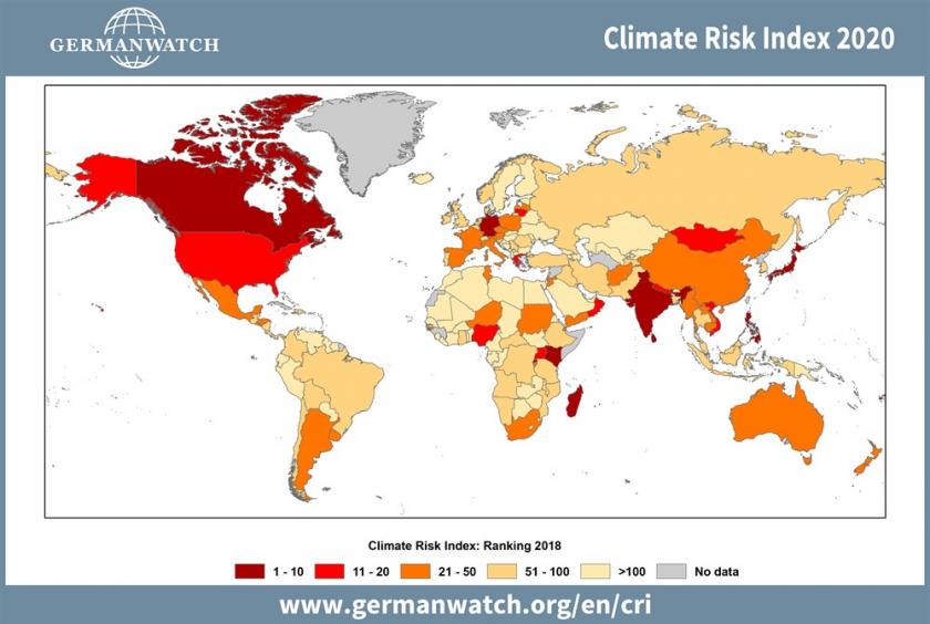 Climate risk map. — Photo courtesy of GermanWatch