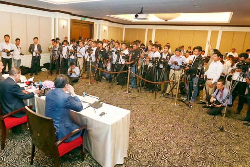 A Cambodian People's Party press conference on the official results of the Parliamentary Election for the 6th Legislature 2018 in Phnom Penh on August 16. Heng Chivoan