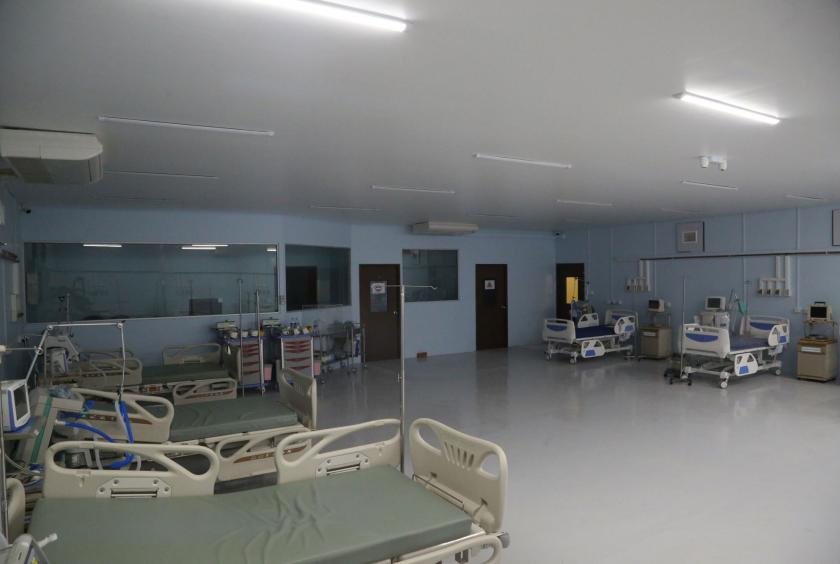 Photo shows an inner part of Covid-19 Treatment Center (Phaunggyi) 