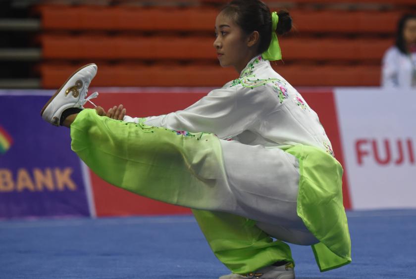 Myat Noe Eain, who won gold medal, compete in Women’s Taijiquan competition (Photo-Nyi Nyi Soe Nyunt)