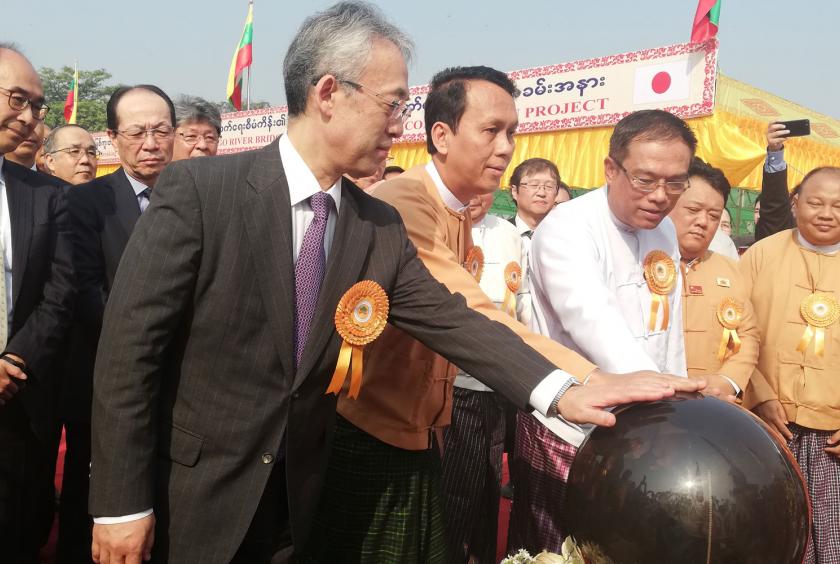 Stake driving ceremony of No.3 Thanlyin Bridge