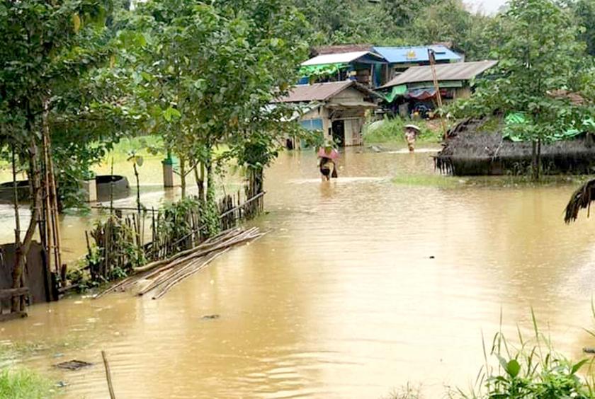 Water covered lower areas of Kani Township (Photo-Sai Ohn Lwin)