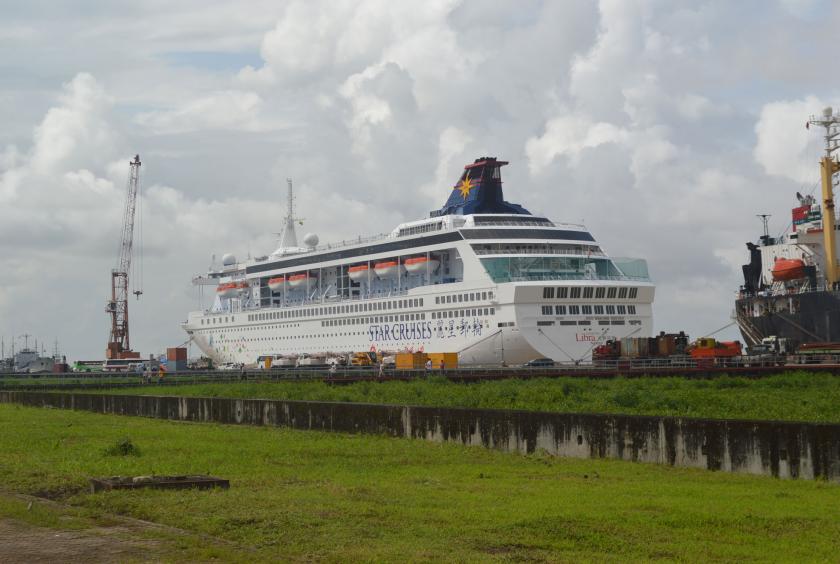 A cruise ship docked at Thilawa harbour (Photp-Shun Le)