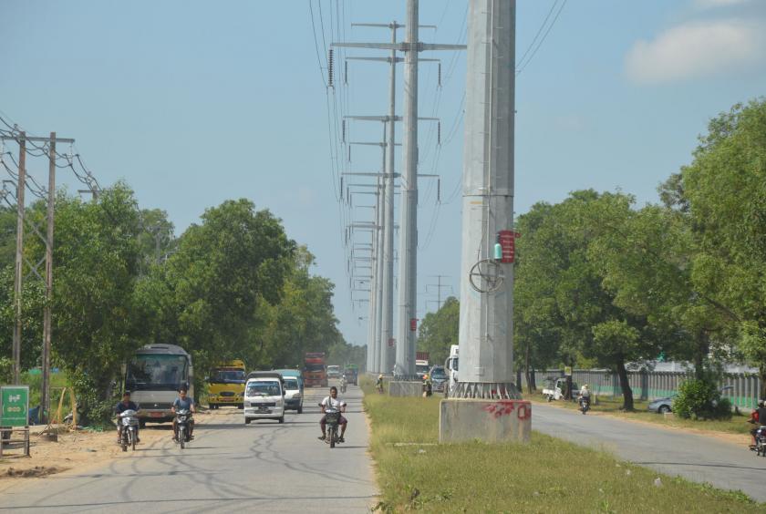 Power cables seen in Thilawa SEZ (Photo-Aung Myo Thant)