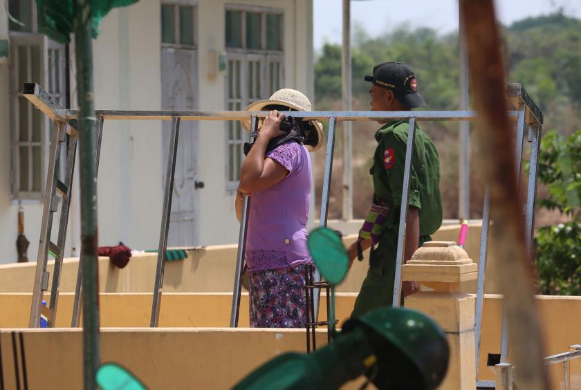Authorities prepares to keep returnees from foreign countries at Dhamma Duta Ashin Saykaneda Yama monastery (Photo-Myo Htet Paing)
