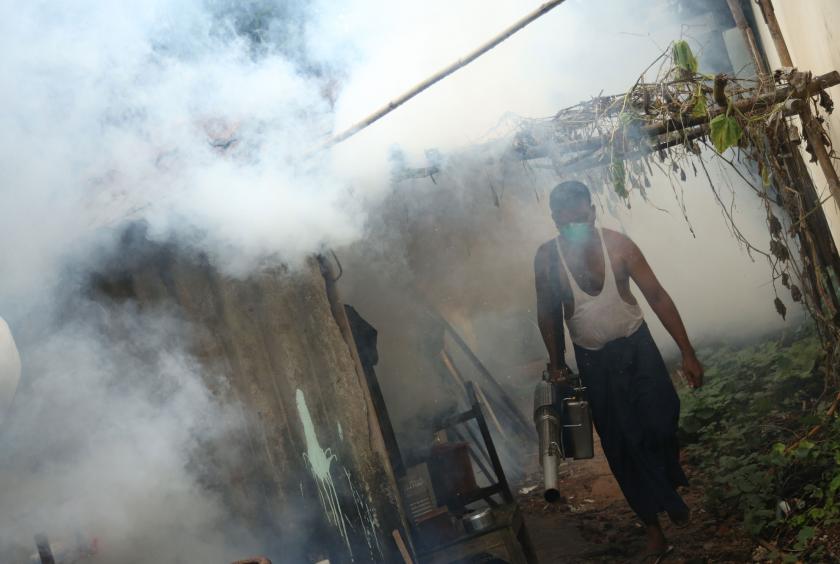 Mosquito insecticides are sprayed in Tamwe Township (Photo-Kyi Naing)