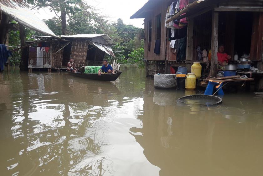 Water level in Bago River increased due to continuous rainfall