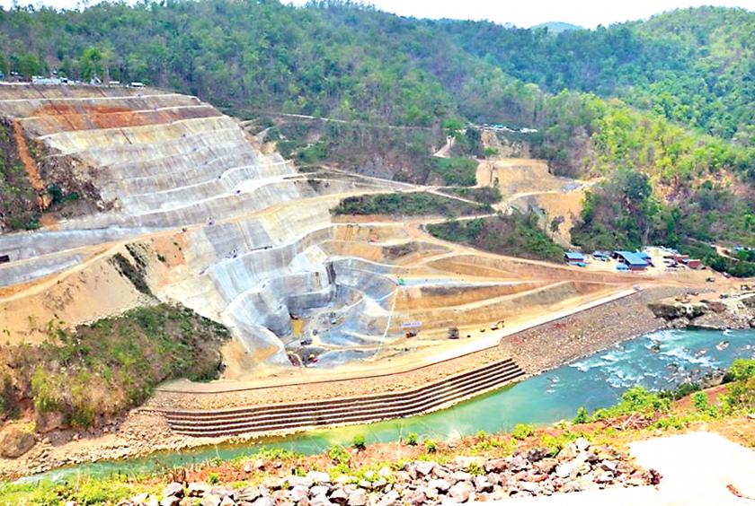The photo shows a work site in Upper Yeywa hydropower project. (Photo-MOEE)