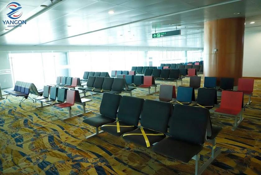 Covid-19 preventive measures in place at Yangon International Airport 